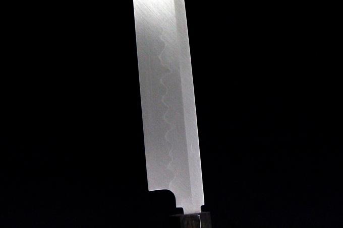 玄海正國 柳刃包丁 尺 本焼 平鏡面 水牛黒檀八角柄 梅彫刻入黒檀鞘 切