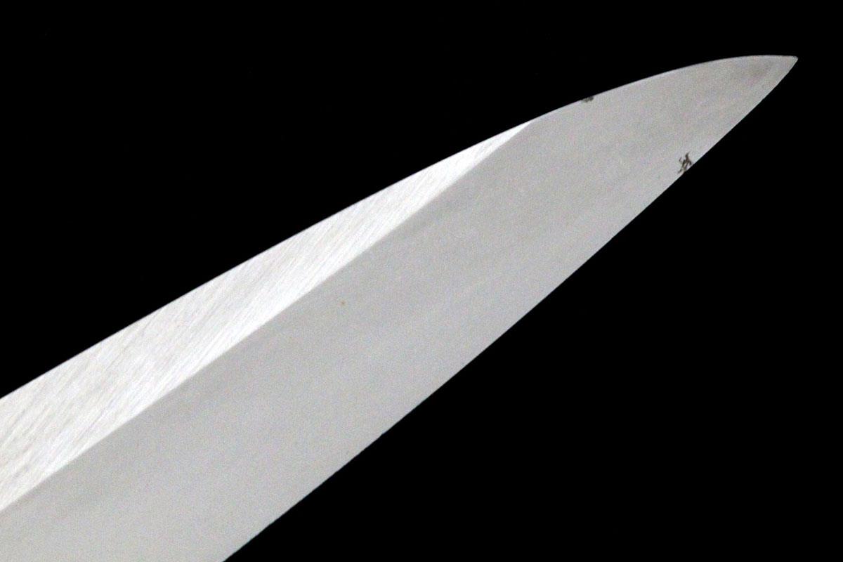 柳刃包丁 尺二 本焼 純日本鋼 切刃鏡面 朴柄 白鞘・箱付 λA5084-2L3A
