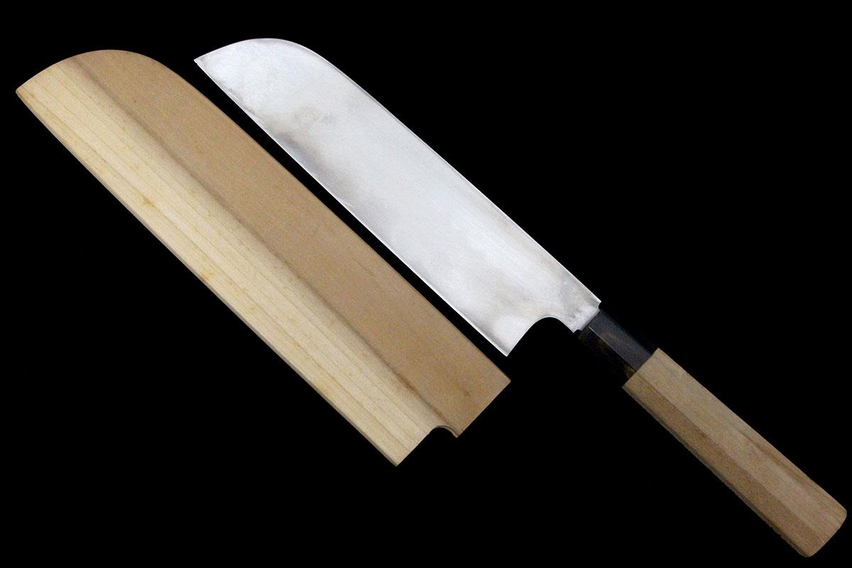 鎌型薄刃包丁 本焼 七寸半 朴柄 白鞘付 KN02-A8480-2L3D | 雲岳 | 包丁