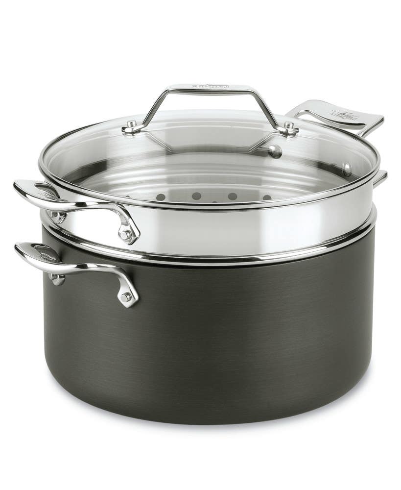 All‑Clad Essentials 7‑Qt Stockpot + Multi‑Insert & Lid