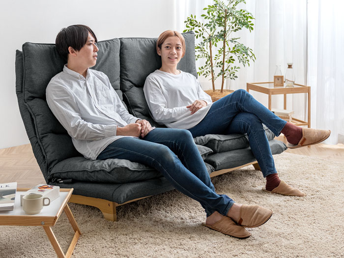 2人掛けリクライニング座椅子 ハイバック ダブルクッション