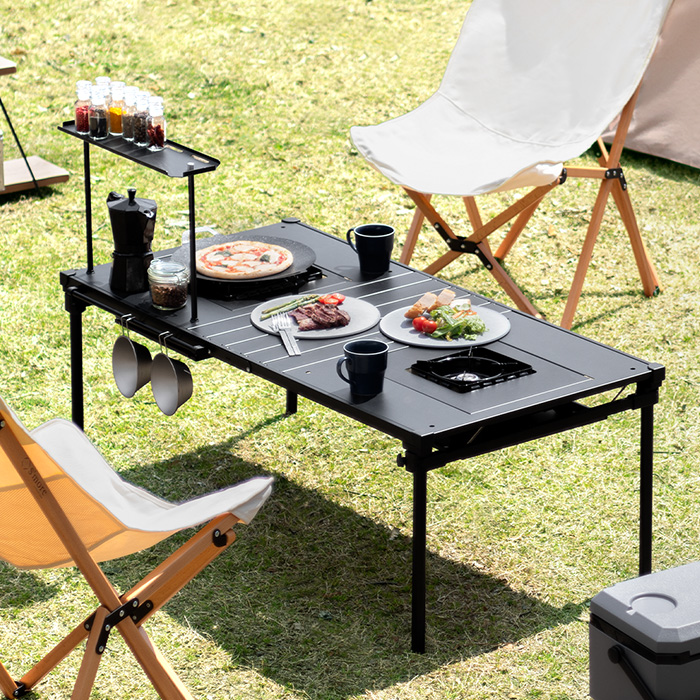 セット】コンロが2つ置けるマルチテーブル テーブル+専用板2枚セット