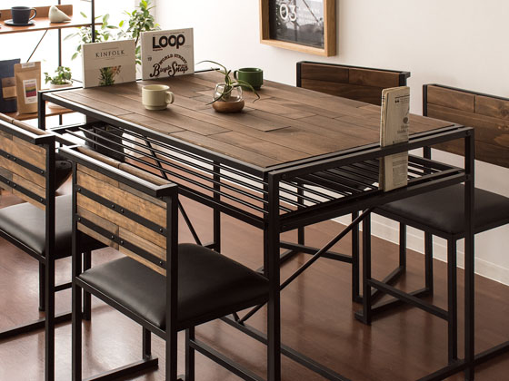 4人用 ヴィンテージウッド ダイニングテーブル Zigt〔ジグト〕 長方形