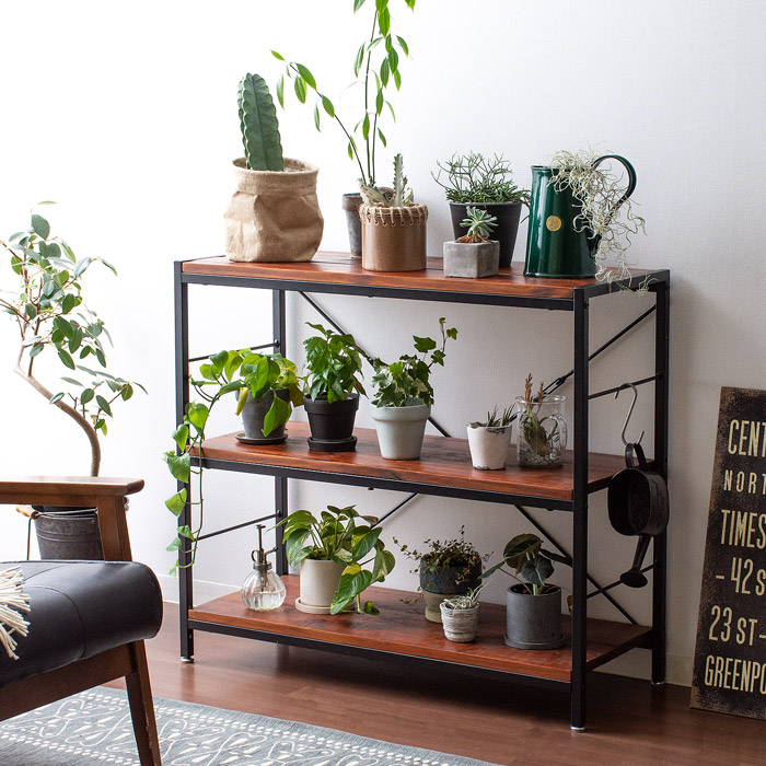 ヴィンテージウッドオープンラック BILLS(ビルズ) 90cm幅 4段タイプ