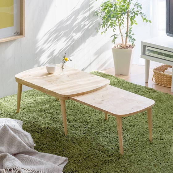 天然木 伸縮 センターテーブル SLIDE(スライド) | 家具・インテリア