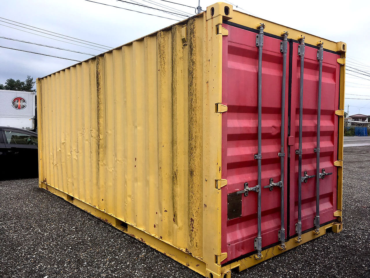 中古海上コンテナ20ft 塗装済み（黃／赤）・現状品【20180823】 | ATS
