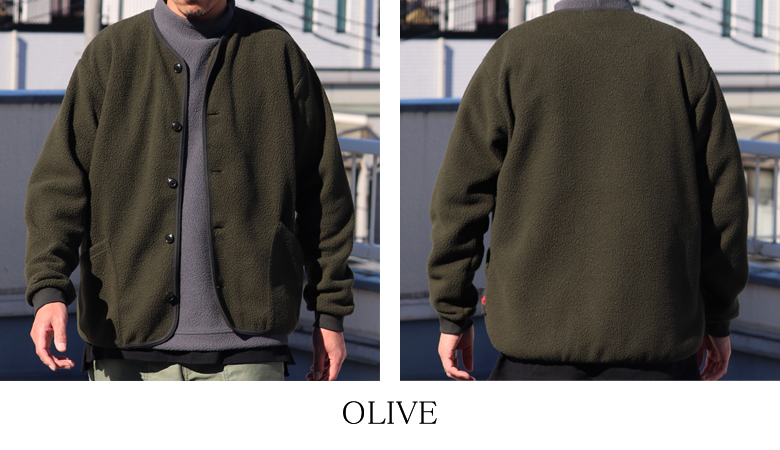 POLARTEC（ポーラテック）Thermal Proボア ノーカラーARMYジャケット