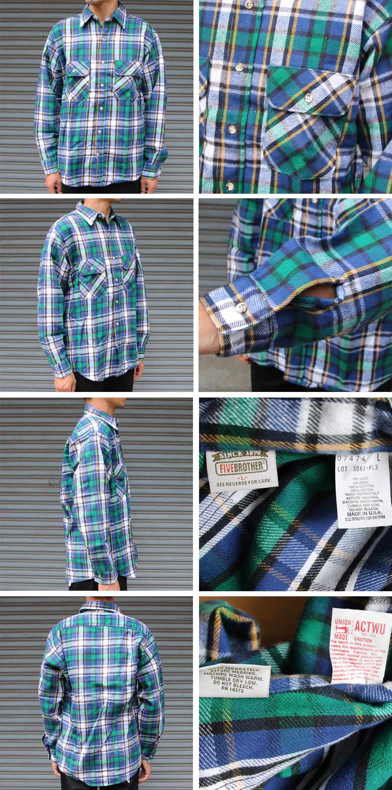 FIVE BROTHER (ファイブブラザー) フランネルチェックシャツ 【MADE IN