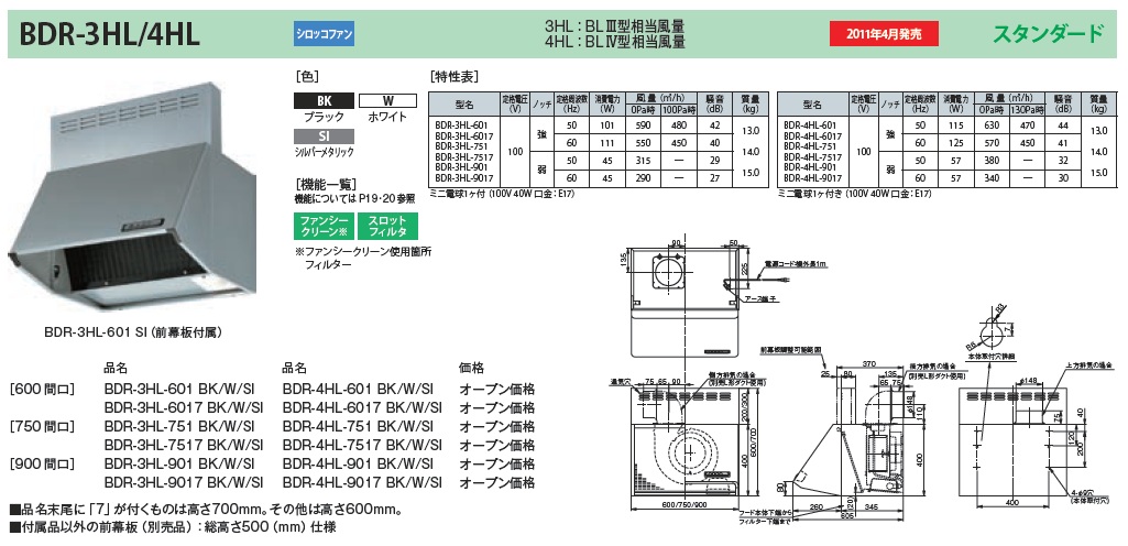 富士工業 レンジフード BDR-3HL-7517SI 幅75cm全高70cm幕板同梱 住宅