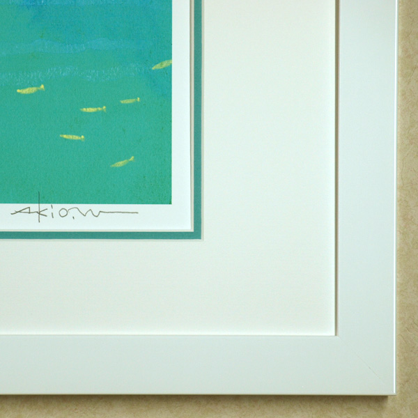 渡辺あきお「川辺の出会い」 自筆サイン入り版画