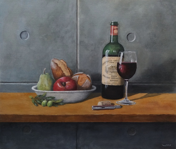 高級ワインのある静物」 by JINGU｜Artmeter｜暮らしを彩るアートが