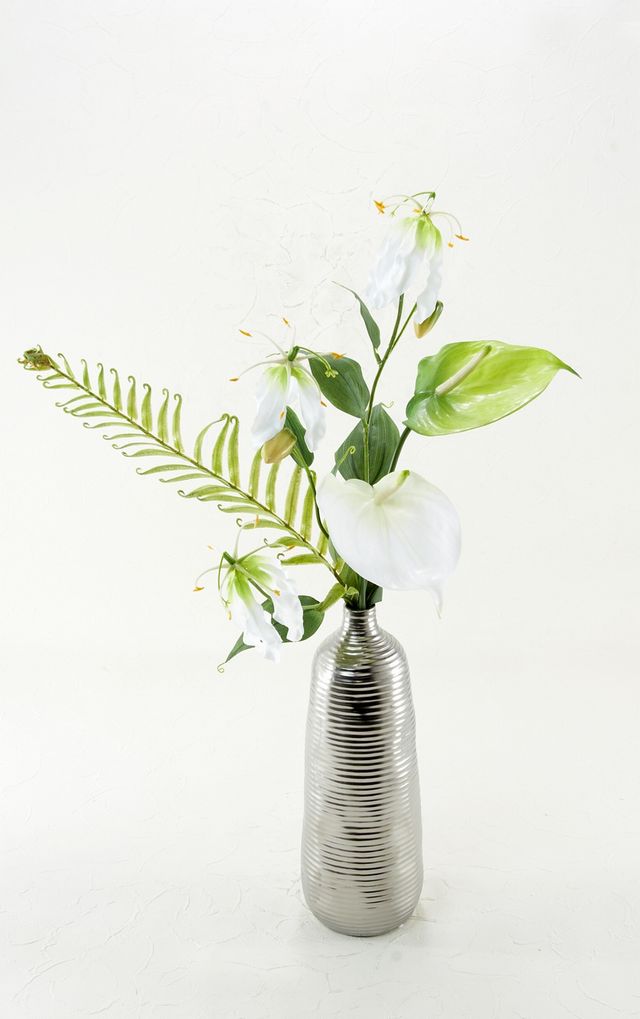 造花用花器】シルバーラインボトルフラワーベース｜造花・アーティ