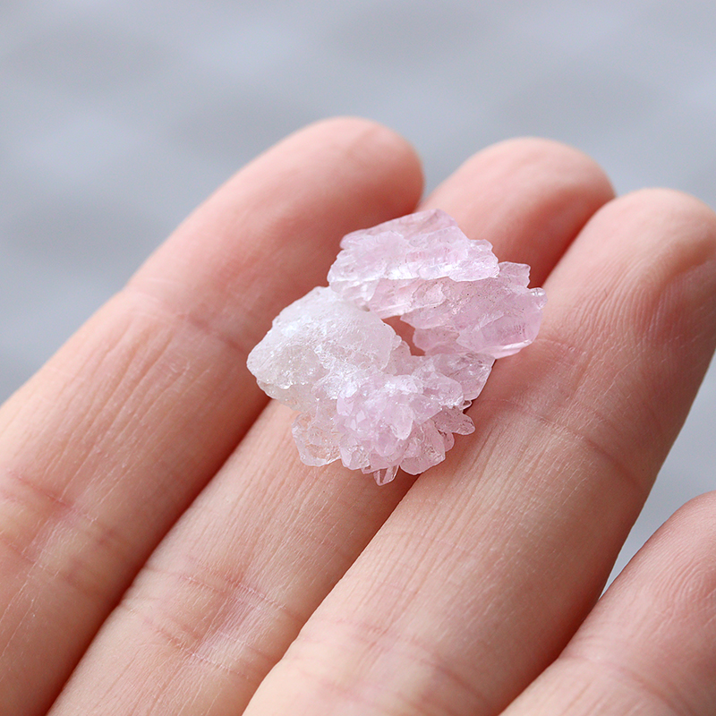 ローズクォーツミニクラスター2個セット-070水晶クラスター、天然石