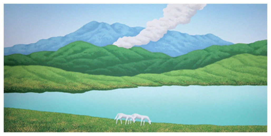 国武久巳 絵画(版画/シルクスクリーン) あそ草千里 3512|アート