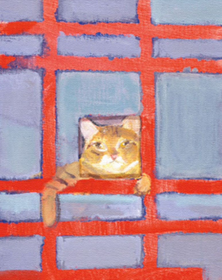 久下貴史 絵画 (版画/キャンバスジクレー) 格子にかこまれたシゲオなら