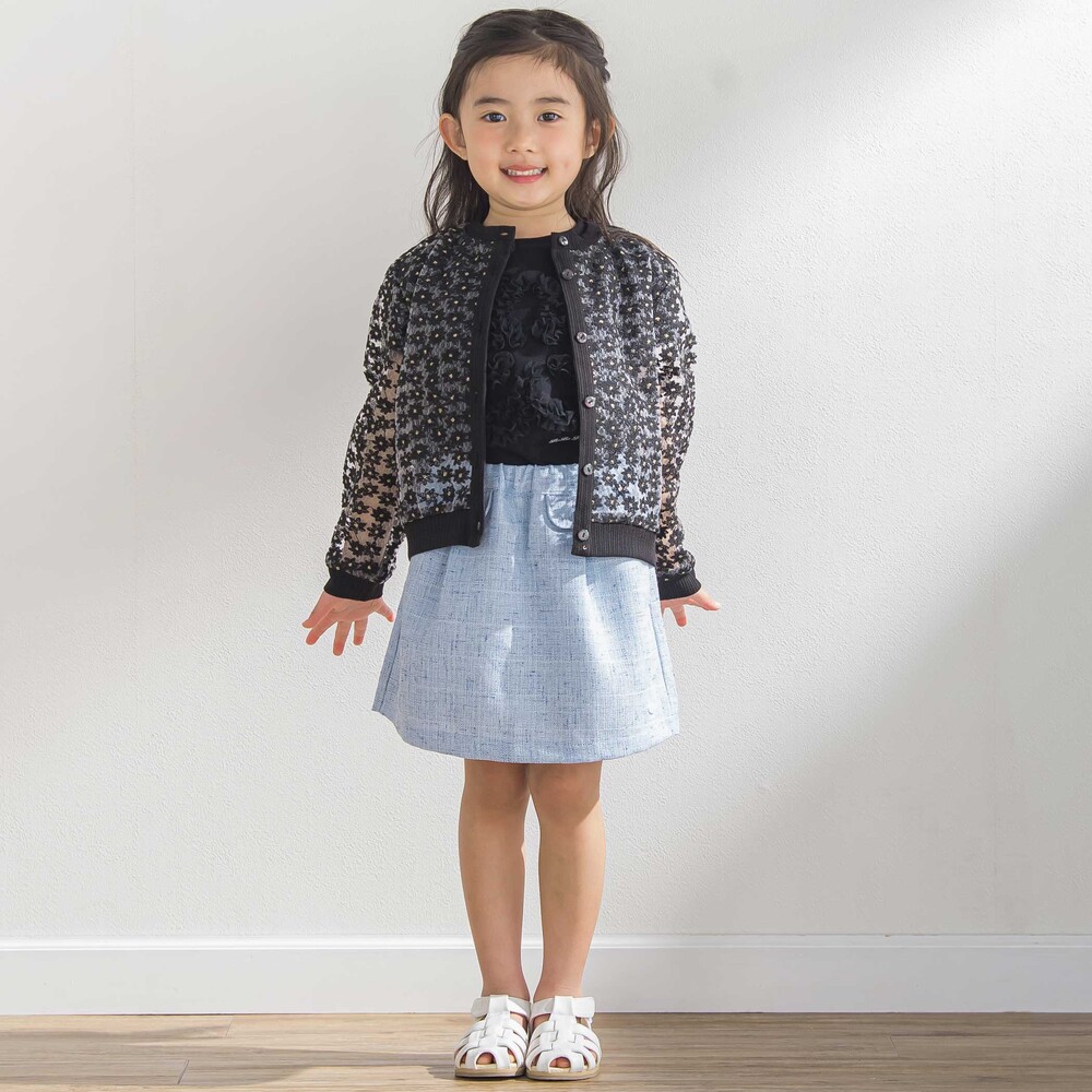 カラフルツイードキュロット(95~150cm)(95cm ピンク系): ボトム【べべ