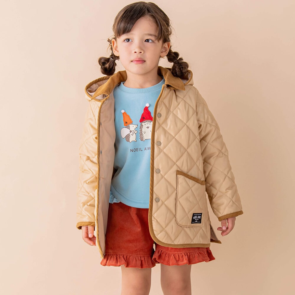 ツイルキルトステンカラーコート(90~130cm)(90cm ネイビー