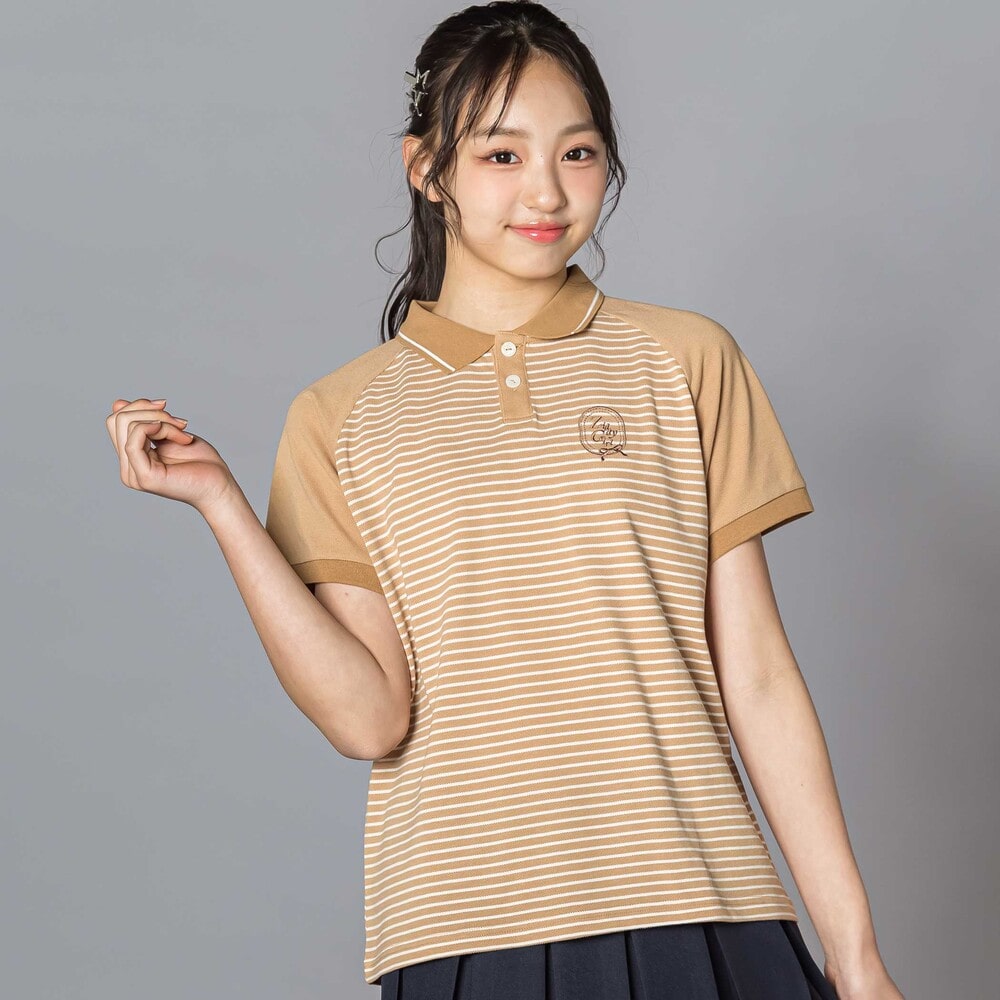 ニコ☆プチ 掲載 】テニスコアボーダーポロシャツ(130~160cm)(130cm