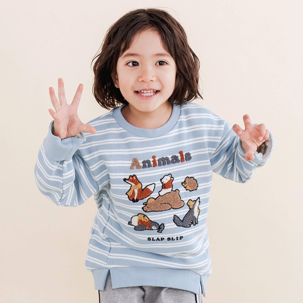 いろんなモチーフポコポコサガラ刺しゅうトレーナー(80~130cm)(80cm