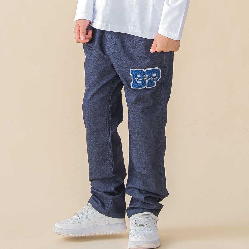 限定商品】サガラ刺しゅうワッペン付きデニムロングパンツ(95~150cm