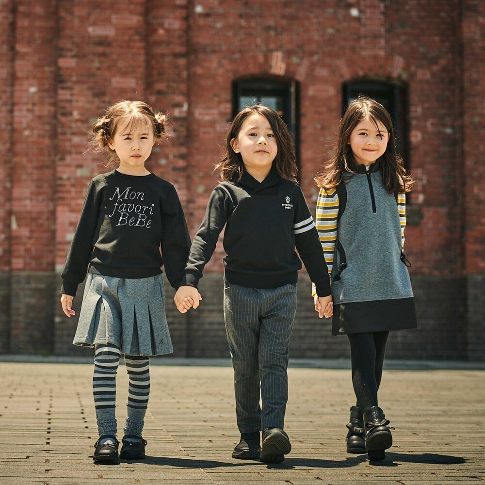 TRピンストライプテーパードロングパンツ(90~150cm)(90cm グレー系