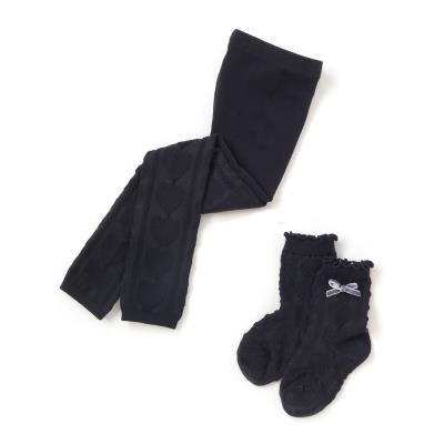 ハート柄レギンス＆ソックス2点セット(70~130cm)(SS(70-80cm) ブラック