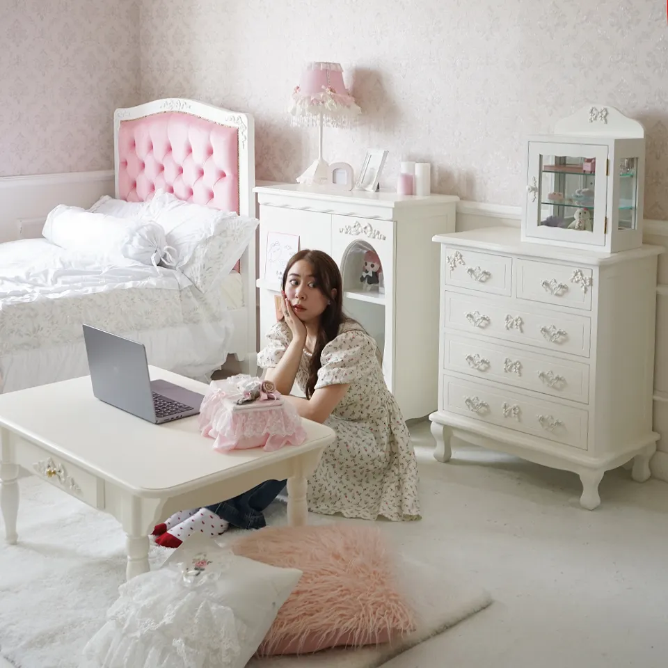 ステラリボン 姫系 推し活キャビネット(チェスト) ホワイト 幅75cm