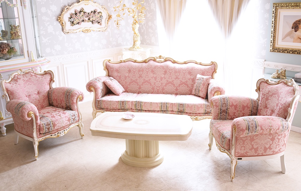 664 プリンセスローズ様ホワイト 白 猫脚 150 イタリア リビング a 664