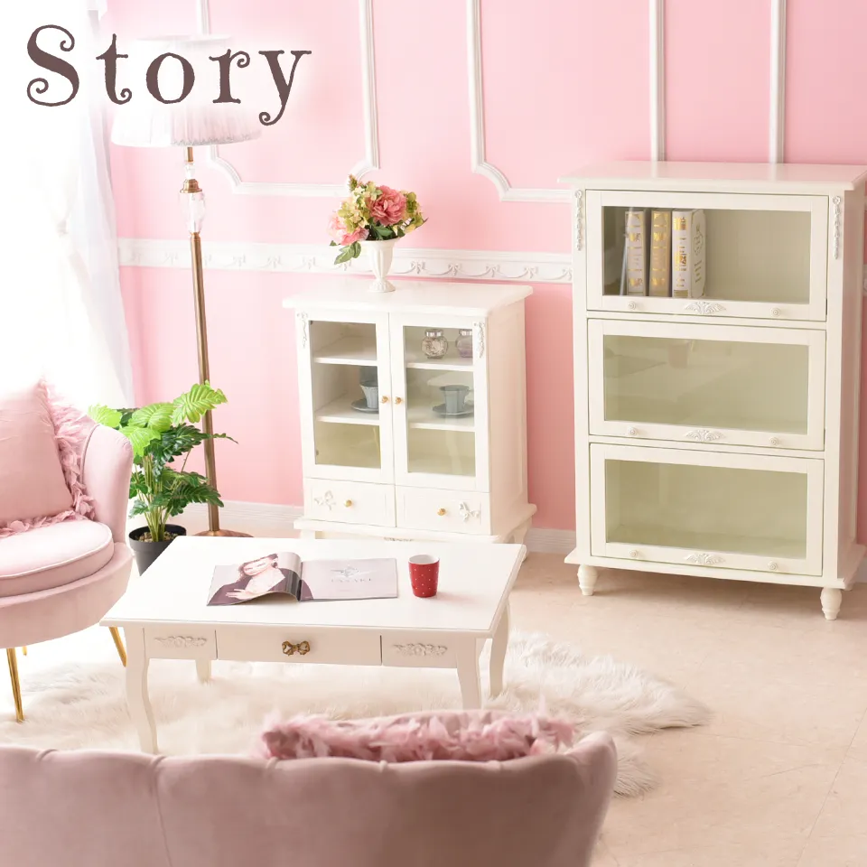 スノーホワイト プリンセス ミニキャビネット 幅65cm | ロココ調家具