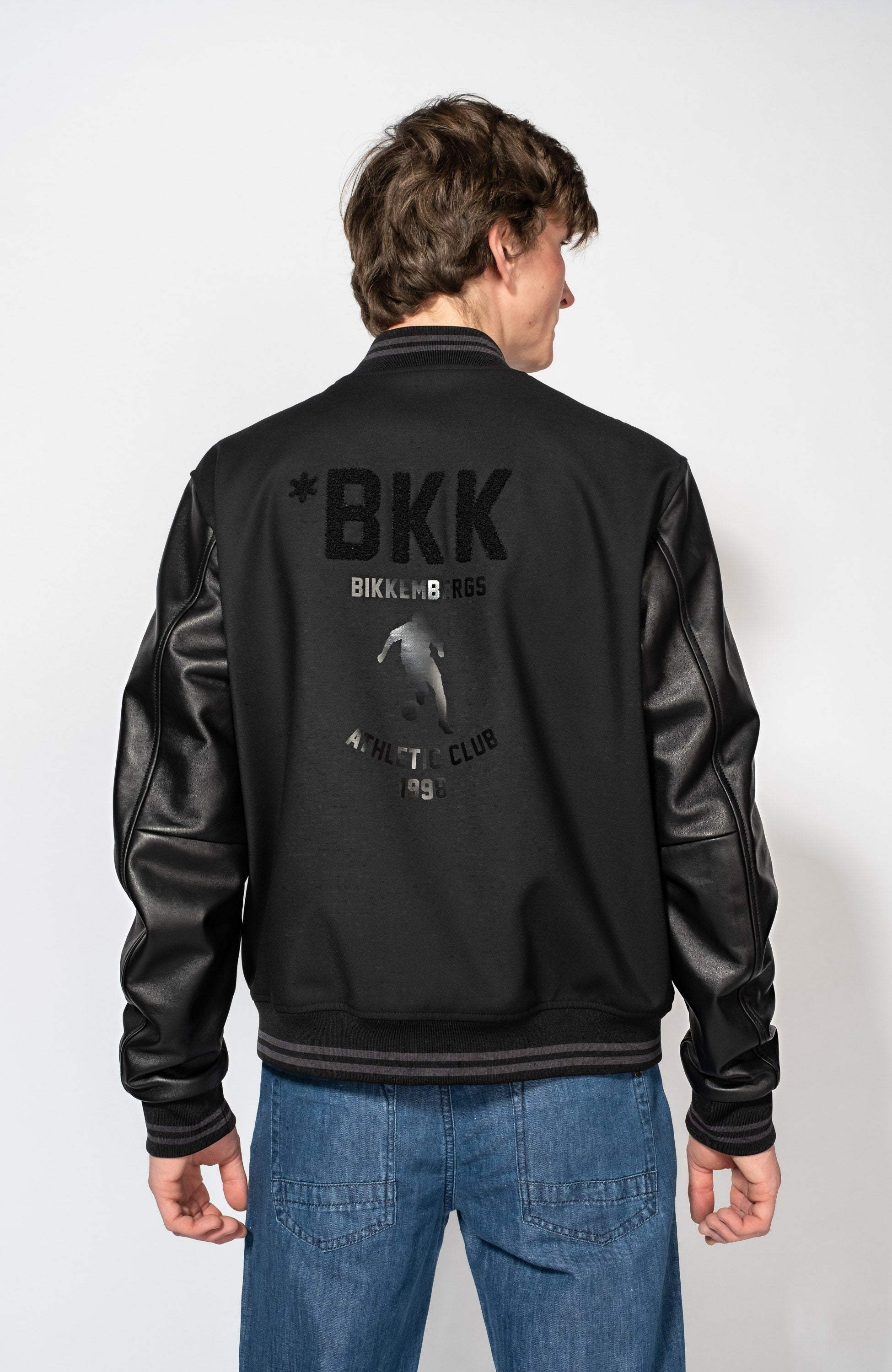 Bomber Jacket With Leather Sleeves DIRK BIKKEMBERGS