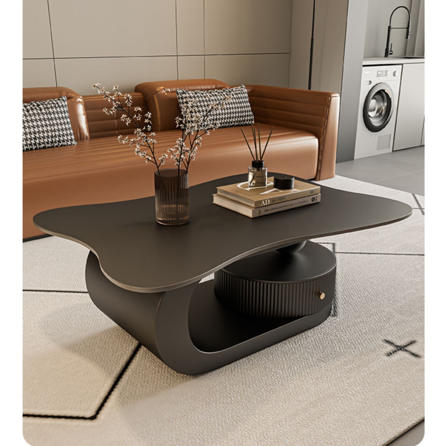 セラミック天板のコーヒーテーブル｜引き出し収納付き fel-1957