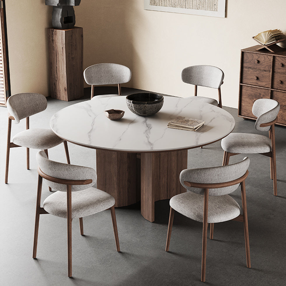 セラミック×アッシュ無垢材丸テーブル｜FAS級木材×耐熱天板 hagst-565