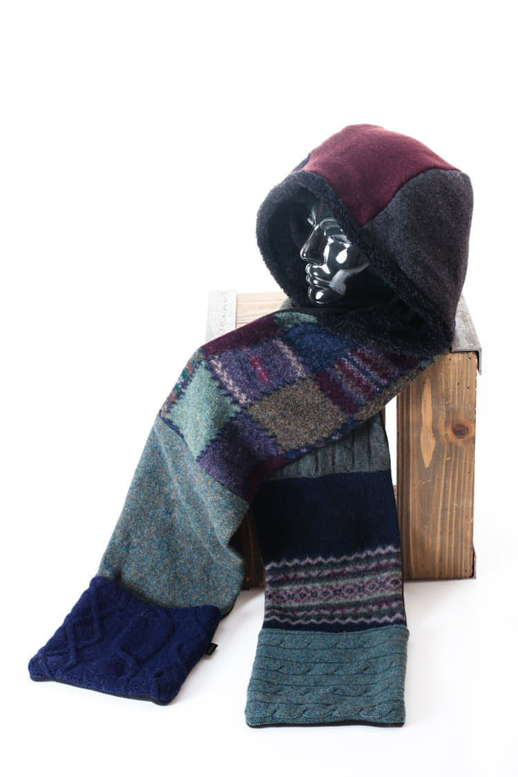 Hoodie Scarf | Upcycled Wool Sweater Scarf with Hood · Baabaazuzu