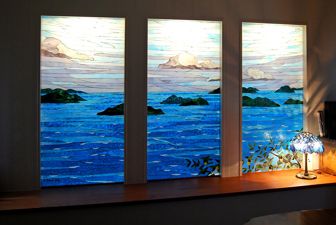 ステンドグラスモザイク-001「海」| ステンドグラスバロック