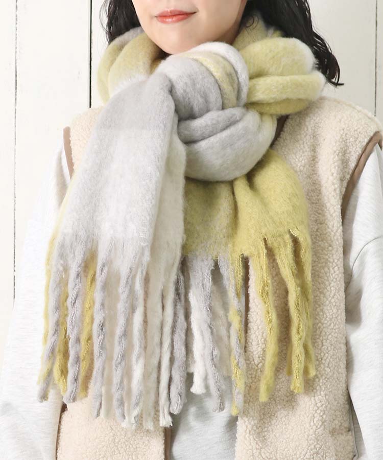 ブロックチェック起毛大判ストール | Bleu Bleuet（ブルーブルーエ