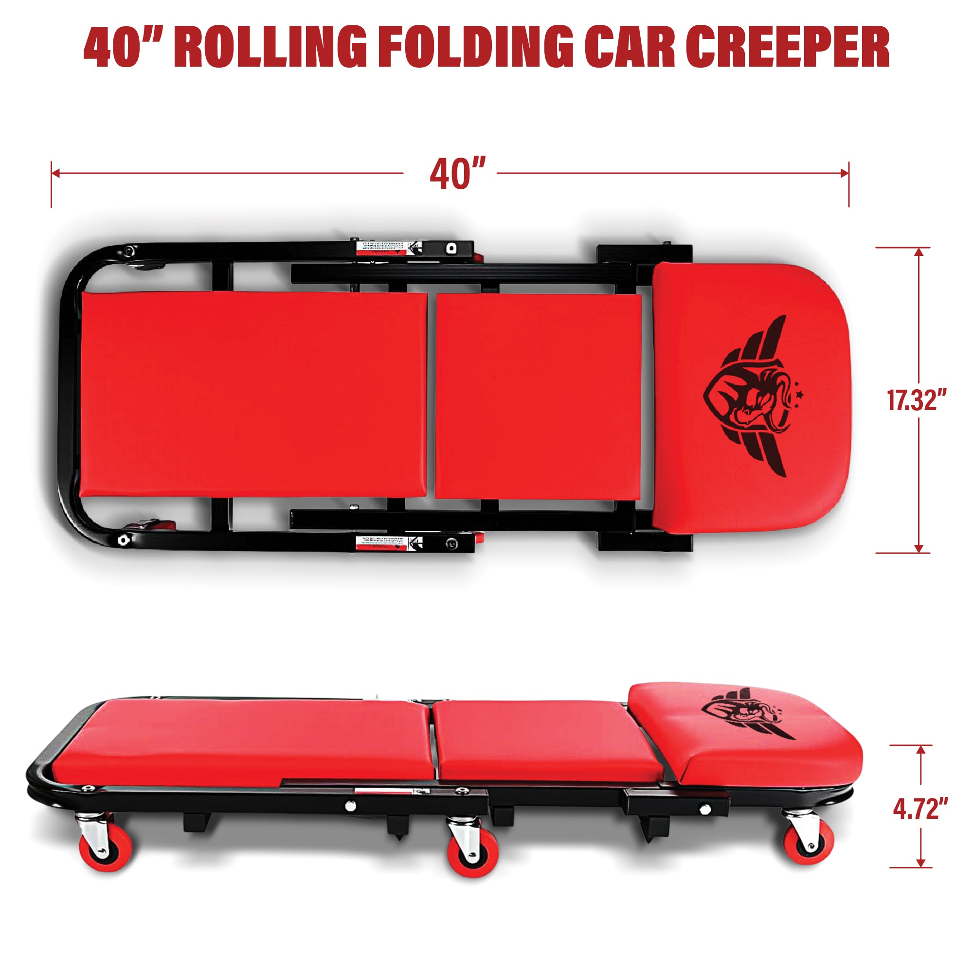 Foldable Z Mechanic Creeper 2-in-1 Bench and Seat 40 in | Garage