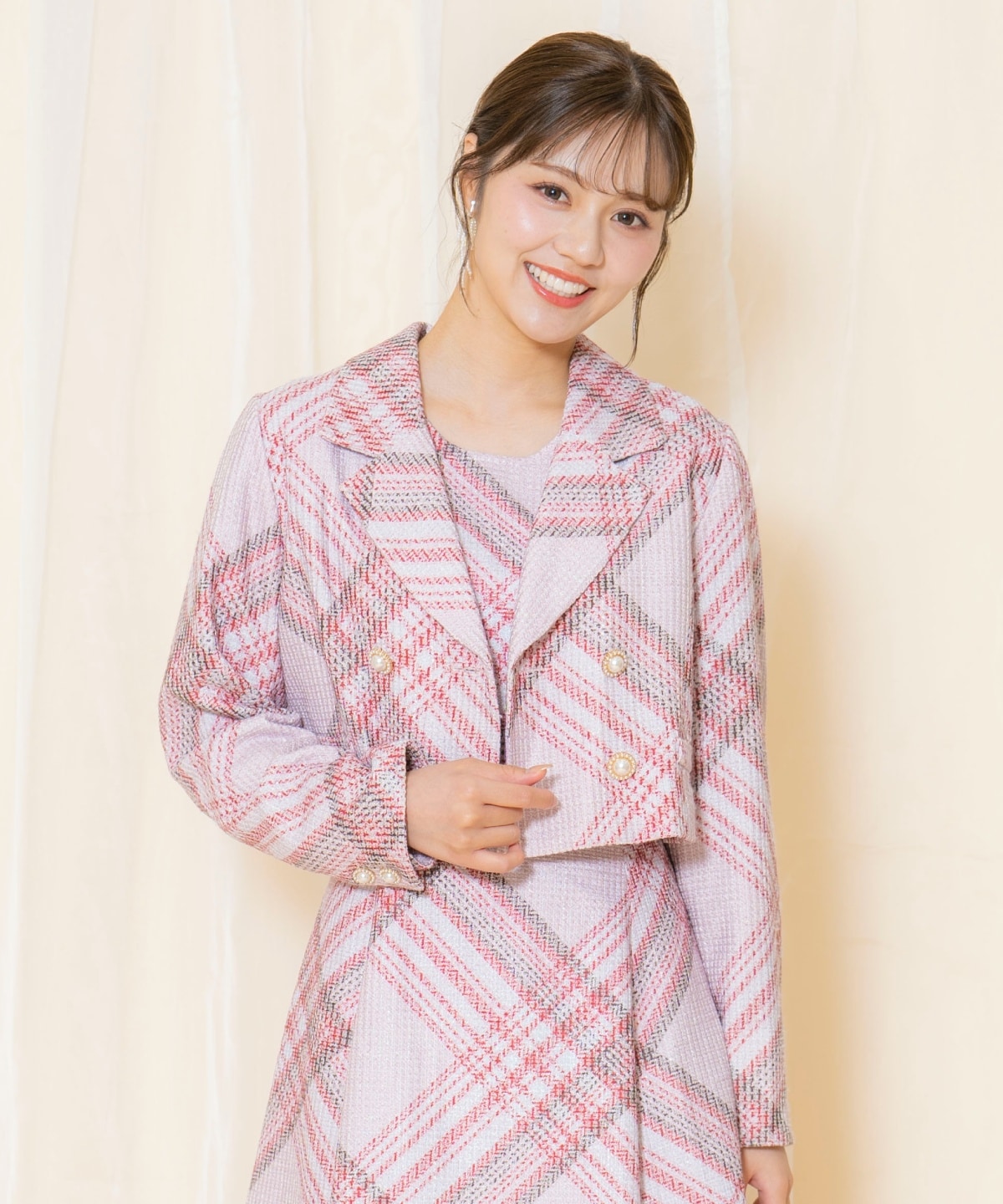 ツイードチェックショートジャケット(F ピンク): WILLSELECTION｜公式