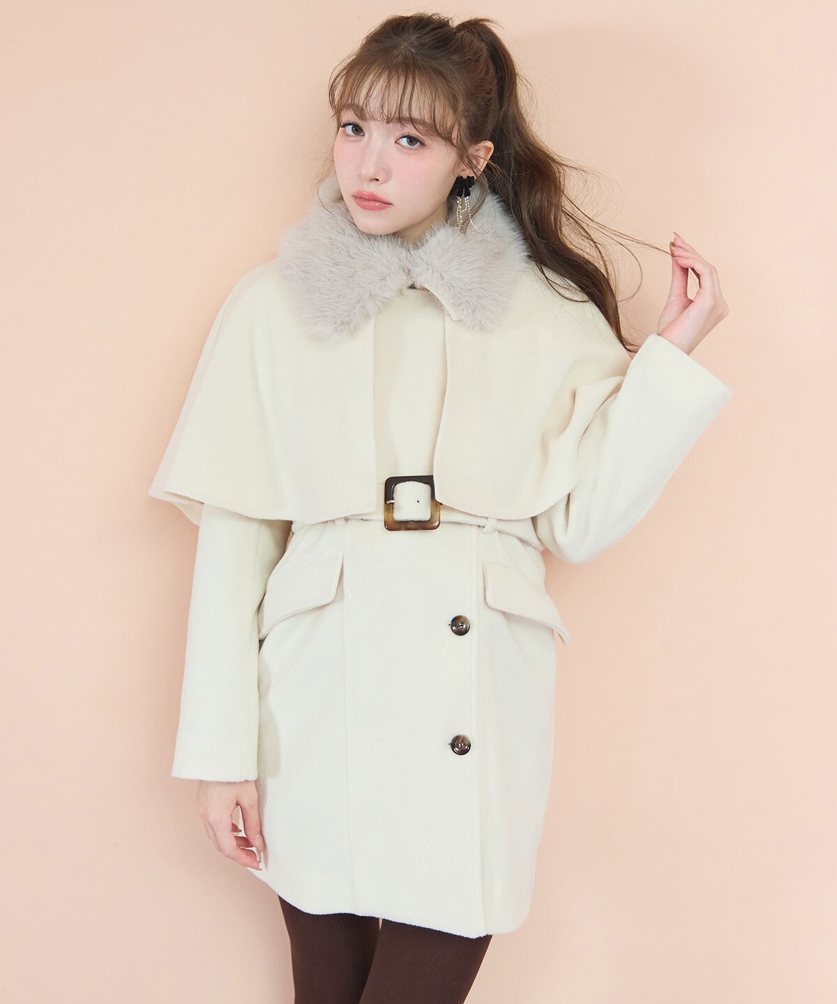 マルチWAYケープファーショートコート(S ホワイト): REDYAZEL｜公式