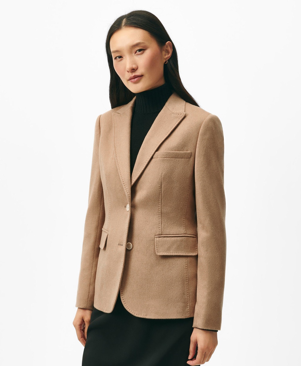 キャメルヘア シングル2ボタン ピークドラペルジャケット | Brooks