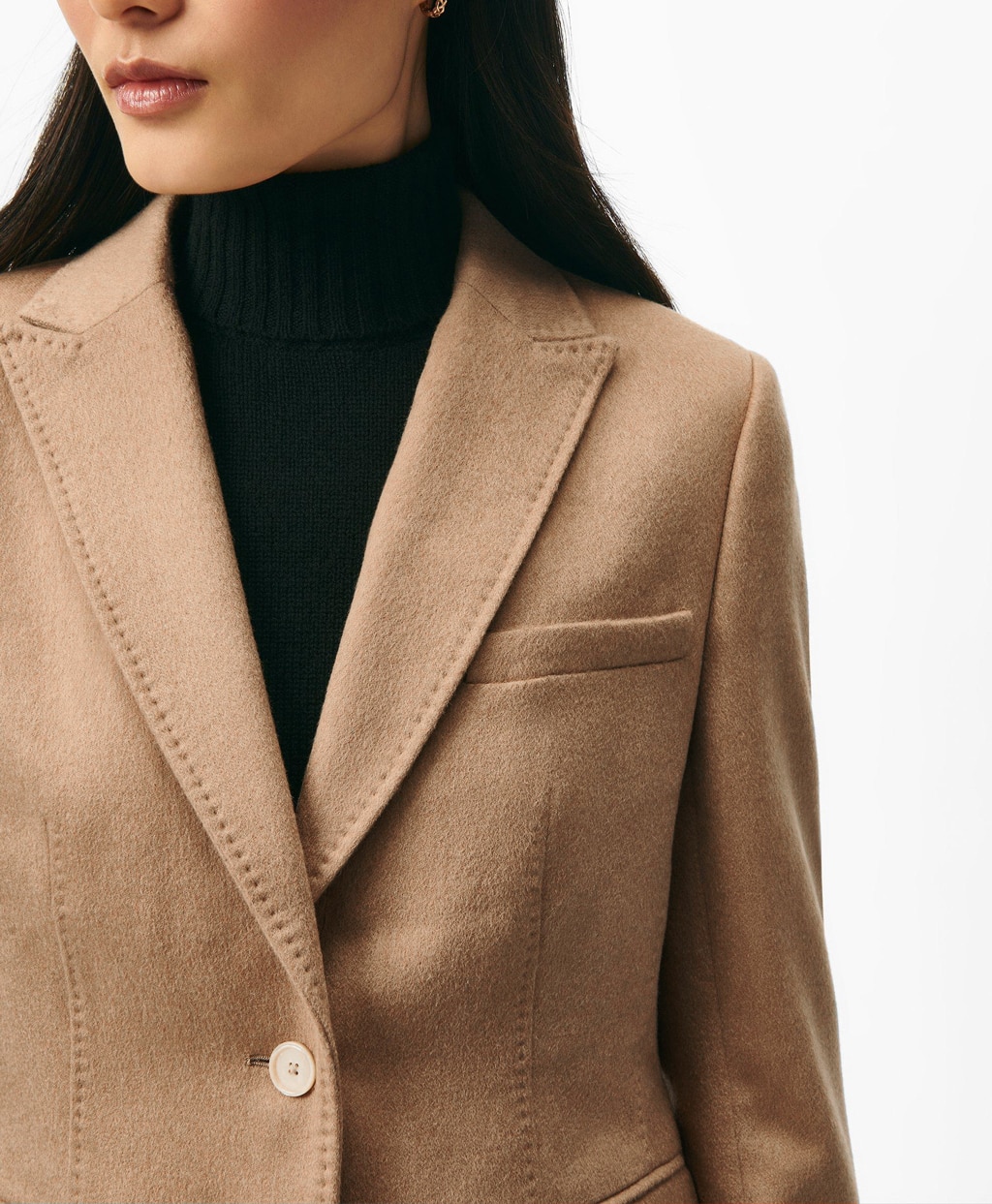 キャメルヘア シングル2ボタン ピークドラペルジャケット | Brooks