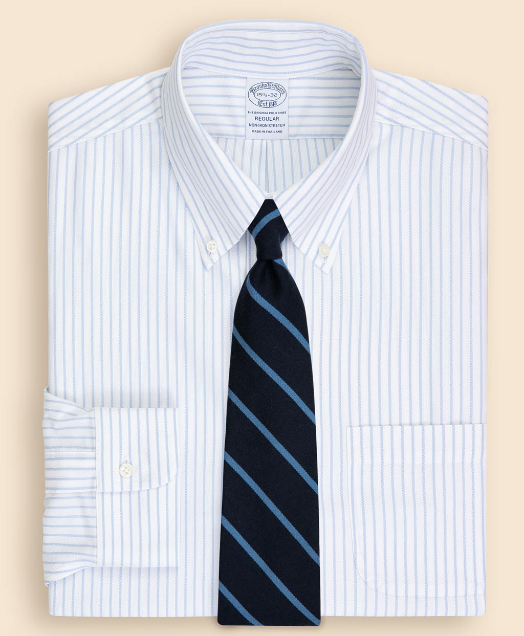 ノンアイロン ストレッチドビー ストライプ ドレスシャツ Regular Fit