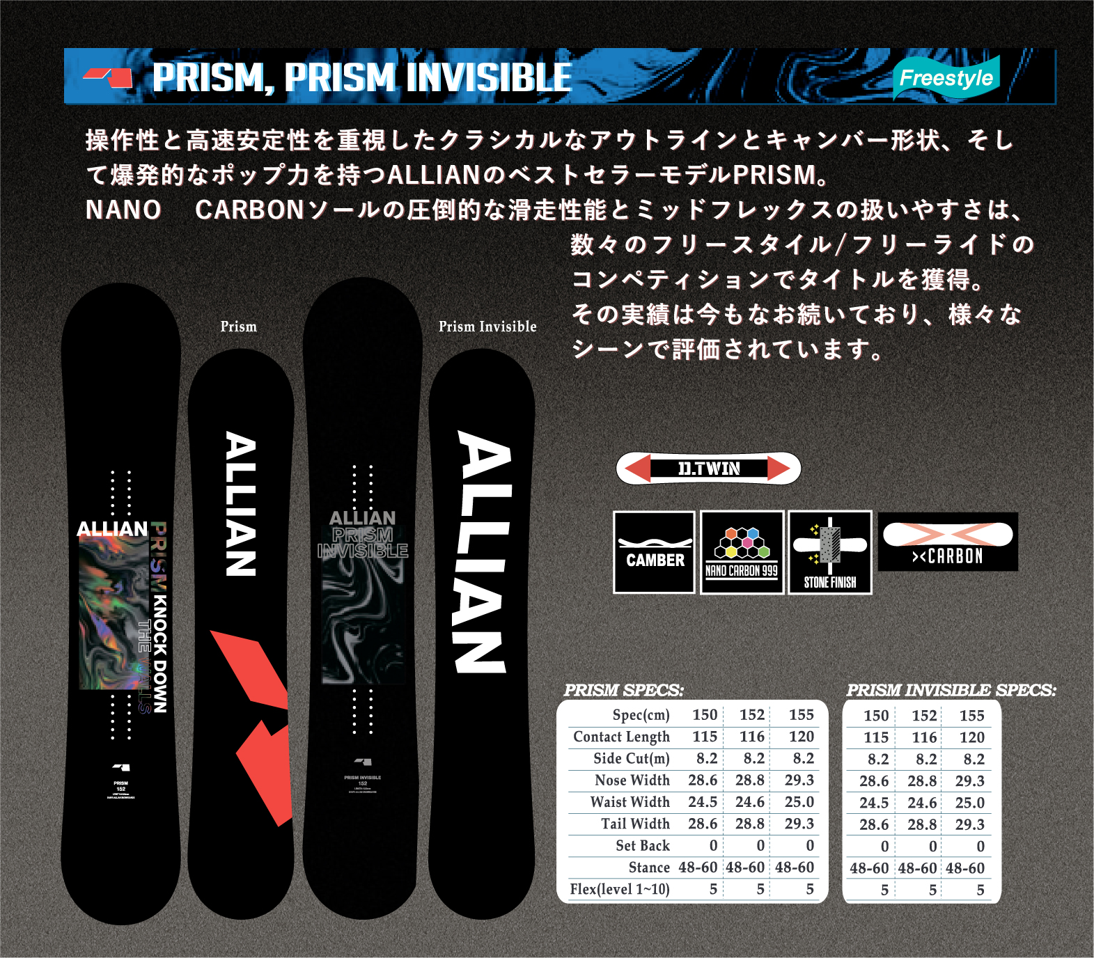 ALLIAN PRISM LTD 152 スノボ + UNIONビンディング 【公式通販】