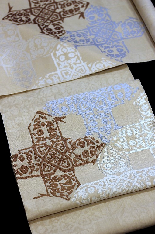 西陣織九寸名古屋帯/洛風林 十字路