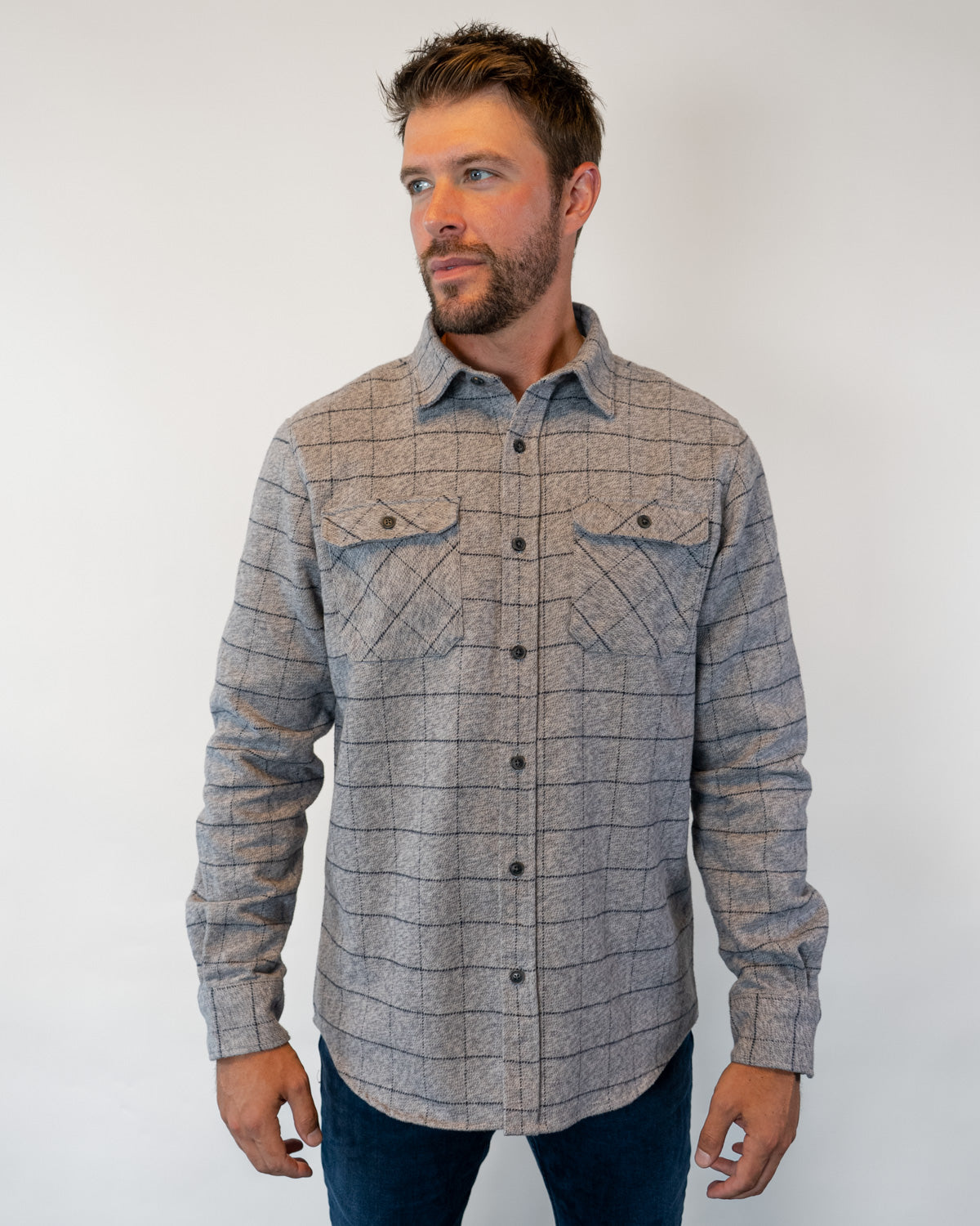 Soft Flannel Shirt for Men, Grand Flannel in Pewter Plaid – MuskOx