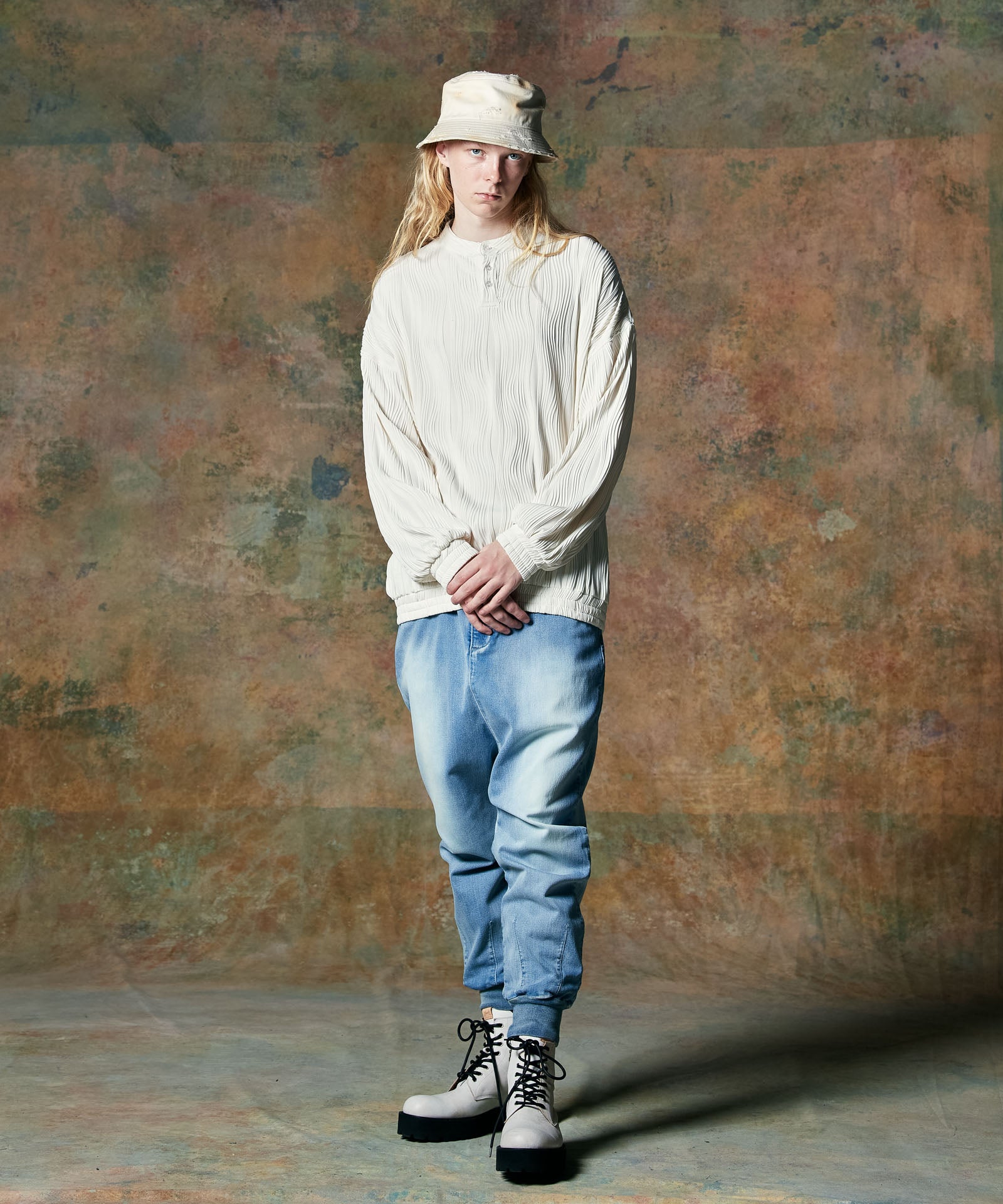 GB0424/P11 : Knit Sarrouel Denim / ニットサルエルデニム | glamb