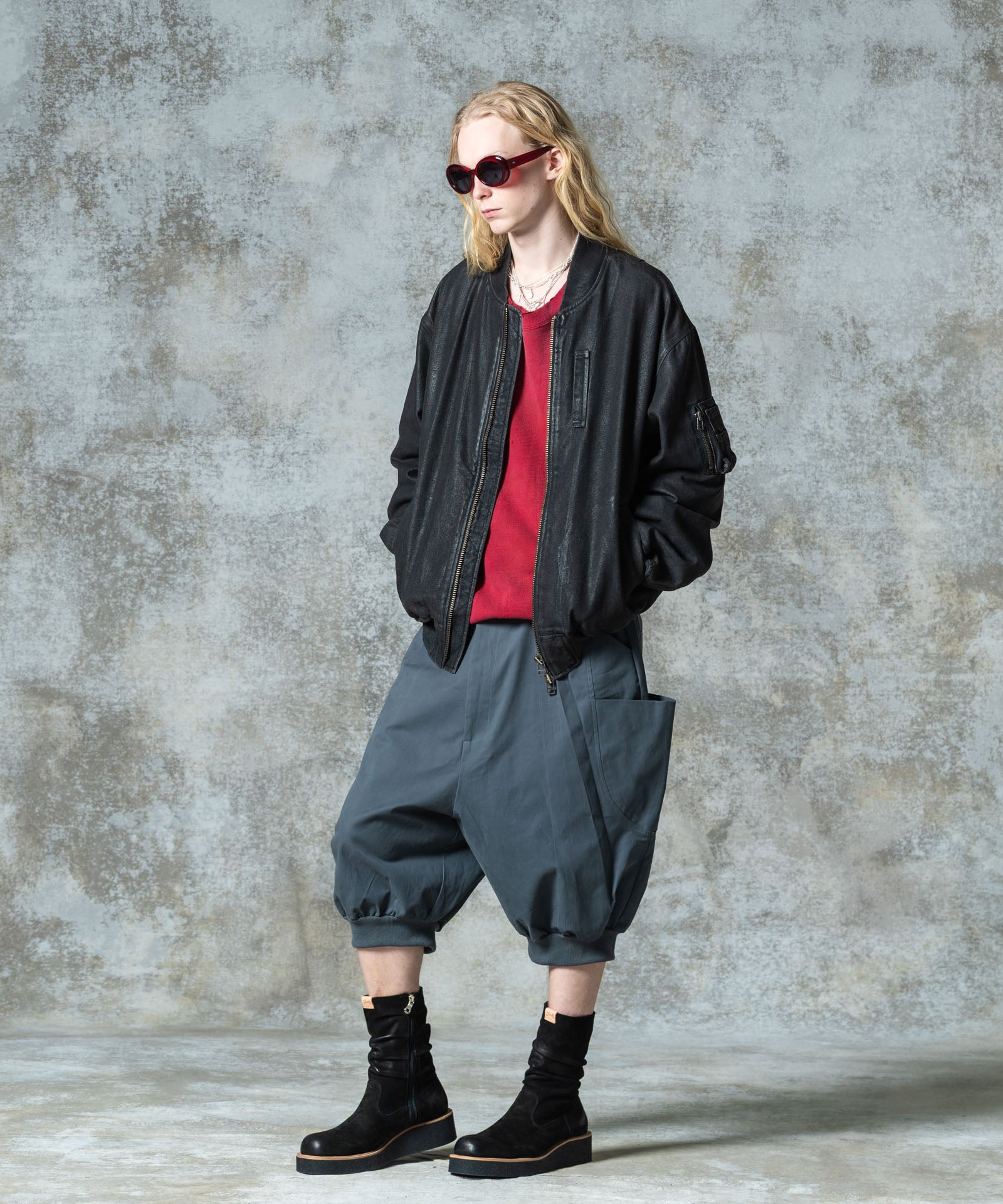 GB0325/P13 : Sarrouel Rib Cropped Pants / サルエルリブクロップド