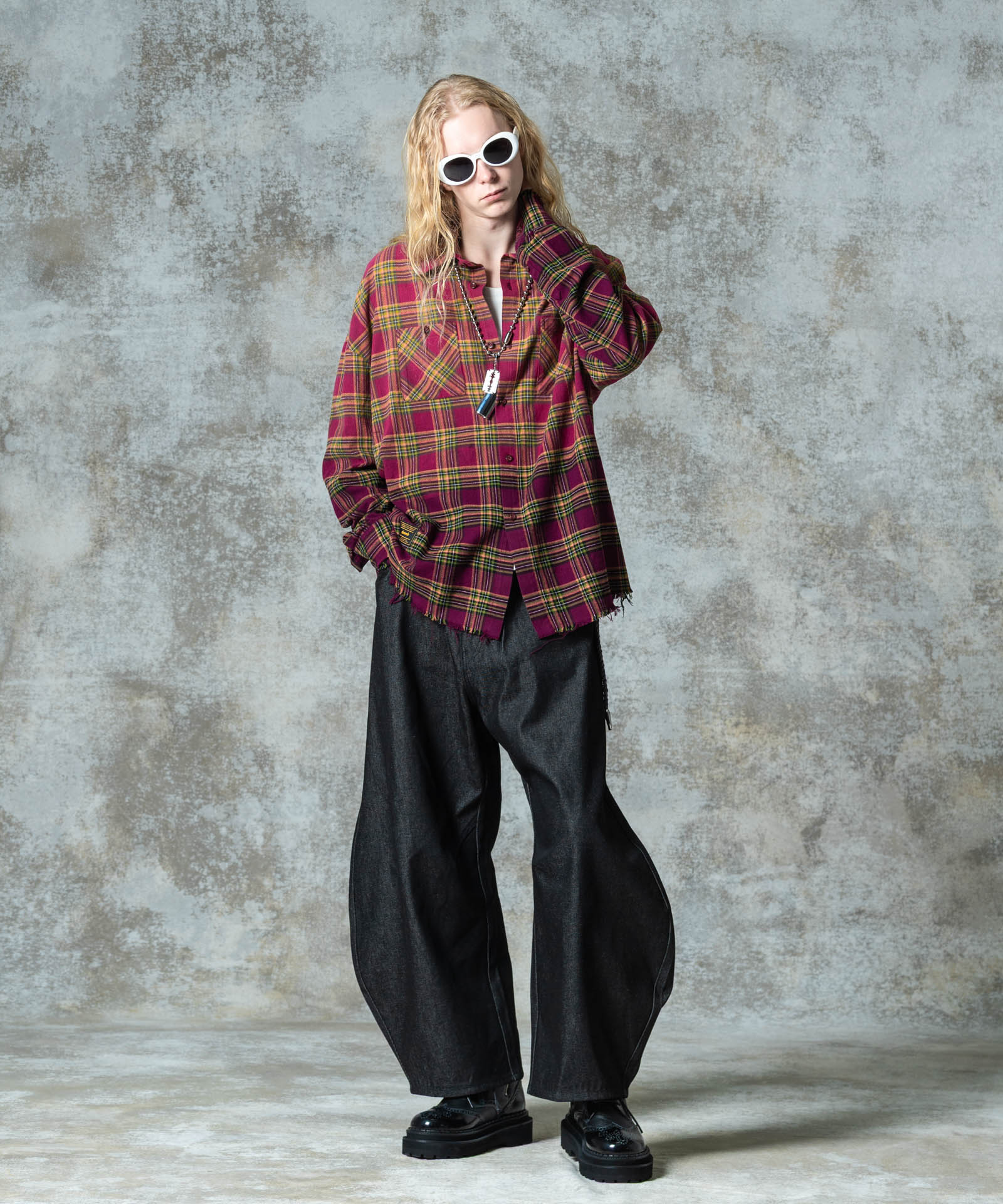 GB0325/SH02 : Bleach Check Shirt / ブリーチチェックシャツ | glamb