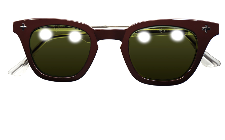 GIG LAMPS 1960s BAUSCH & LOMB B&L CROSS RIVET WELLINGTON CHOCOLATE