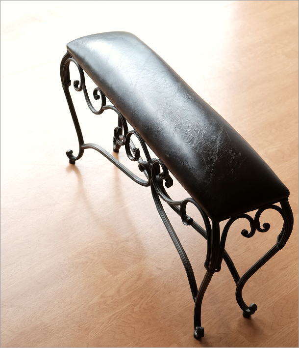 ベンチ 玄関 椅子 スリム コンパクト 合皮レザー 猫脚 横長 おしゃれ