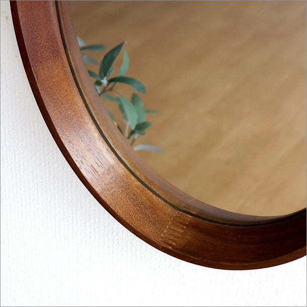 鏡 壁掛けミラー おしゃれ 楕円形 シンプル モダン 木製 無垢 ウォール